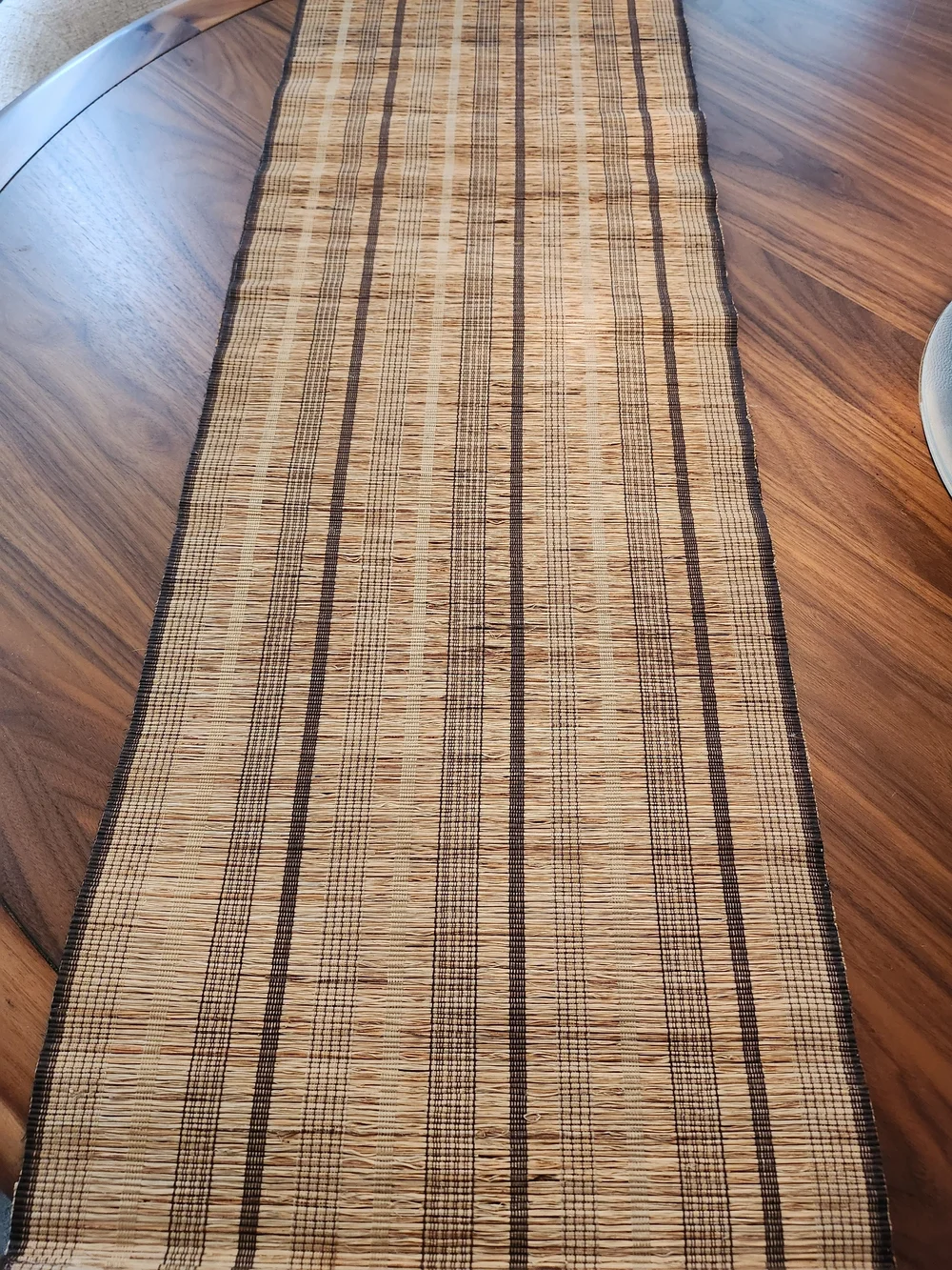 Natural Woven Table Runner with Brown Stripe